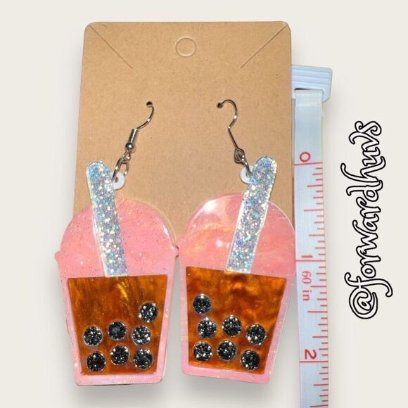 Bulky Plastic Ice Cream Shake Hand Crafted Earrings - Picture 4 of 7